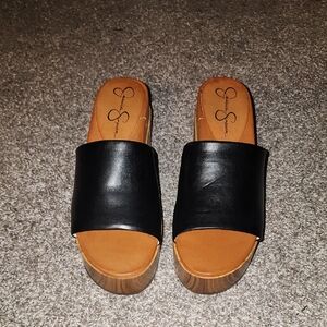 Jessica Simpson Black Leather Mules